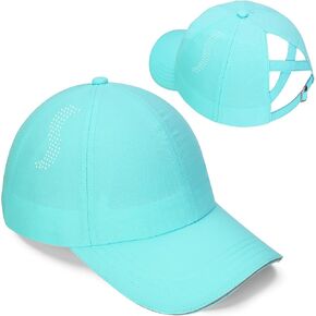 Girls Criss Cross Ponytail Hat Reflective Baseball Cap Kids Lightweight Quick Drying Mesh Golf Hat Age 5-12 in Saudi Arabia