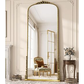Antique Full Length Mirror 71" x 32", Antique Gold Arched Large Vintage Mirror in Baroque Style with Tempered Glass, Freestanding for Bedroom, Living Room, Cloakroom in Saudi Arabia