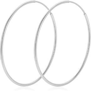 LOUMILEO 1.2MM 925 Sterling Silver Hoop Earrings Hypoallergenic Thin Silver Hoop Earrings for Women Lightweight Large Big Endless Hoops Earring 30/40/50/60MM in Saudi Arabia