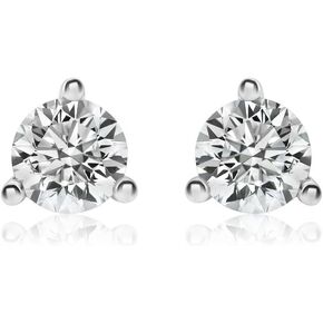 14K Gold Lab Created Diamond Stud Earrings for Women – Round Brilliant Cut Diamond 3 Prong Martini Setting, Push Back Safety Stud Earrings, F-G Color SI Clarity Fine Jewelry Gift in Saudi Arabia