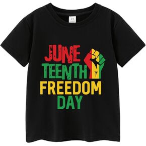 Kids Juneteenth T Shirt 4-8Y Boys Girls Black History Shirt Freedom 1865 Graphic Cotton Top Tees in Kuwait