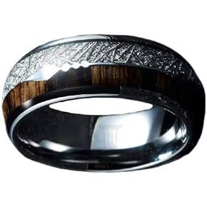 Tungsten Meteorite Rings for Men Wedding Band Koa Wood Ring with Arrow Inlay 8mm Meteorite Wedding Band Wooden Anniversary Gifts for Him in Kuwait