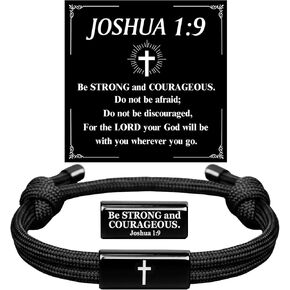 Cross Bible Verse Adjustable Rope Bracelet for Boys Teens, Christian Bracelet Religious Catholic Gifts, Thanksgiving Baptism Birthday Graduation Gifts for Son Nephew Grandson Easter Christmas Stocking Stuffers in Saudi Arabia