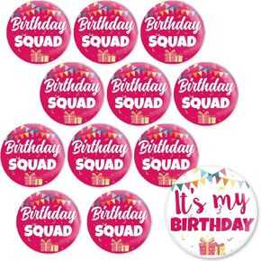 12 Pcs It's My Birthday Button Birthday Squad Pins Bulk Mini Round Pinback Button Badges Party Crew Favors Supplies for Women Men Celebration in Kuwait