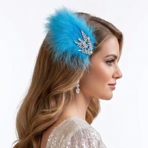 1920s Vintage Feather Headpiece，Gatsby Flapper Party Hair Accessory, Stylish Costume Piece for Tea Parties, Cocktail Parties, Dance Performances, Weddings, and Various Occasions (Gray) in Saudi Arabia