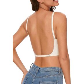 SweatyRocks Women's Seamless Backless Bra Wireless Multiway Convertible Halter Bras V Neck Bralettes in Kuwait