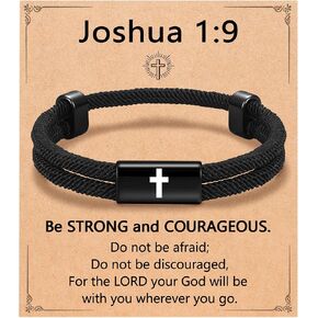 Eryuor Be Strong & Courageous Cross Bracelet Christian Gifts for Boys Men in Kuwait