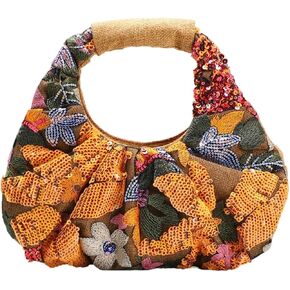 Verdusa Women's Sequin Floral Embroidery Evening Beaded Bags Magnet Top Handle Handbag Party Purses in Kuwait