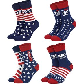 GOAUS Patriotic Socks 4 Pack, 250th Anniversary America Merchandise, USA 4th July 250 Years Gifts for Teens Men Women in Saudi Arabia
