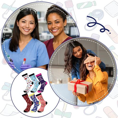 Unittype 6 Pairs Phlebotomist Gift Socks Themed Funny Novelty Casual Socks Health Awareness Gift for Adult Women Men Appreciation National Doctor's Day Nurse Week Graduation Party in Kuwait