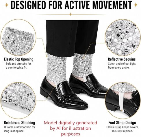 Silver Sequin Sock, Shiny Sock Covers, Dress Up Halloween Glitter Short Foot Covers, 80s 90s Pop Star Costume, Dance Party Sock in Kuwait