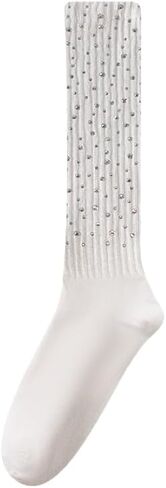 Rhinestone Knee High Socks for Women Girls Sparkly Long Tube Stockings Glitter Boot Sock in Kuwait
