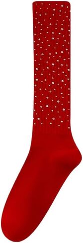 Rhinestone Knee High Socks for Women Girls Sparkly Long Tube Stockings Glitter Boot Sock in Kuwait