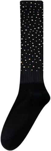 Rhinestone Knee High Socks for Women Girls Sparkly Long Tube Stockings Glitter Boot Sock in Kuwait