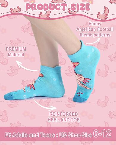 Skicuff 10 أزواج من جوارب Axolotl للفتيات والنساء جوارب كاحل قطنية لطيفة على شكل حيوانات هدايا عيد ميلاد لمحبي Axolotl هدايا الحفلات الصيفية in Kuwait