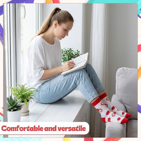 6 أزواج من الجوارب المبتكرة المضحكة للنساء غير الرسمية | نمط الرسوم المتحركة المدرسية قلم رصاص لهدايا عيد الهالوين للمعلم in Kuwait