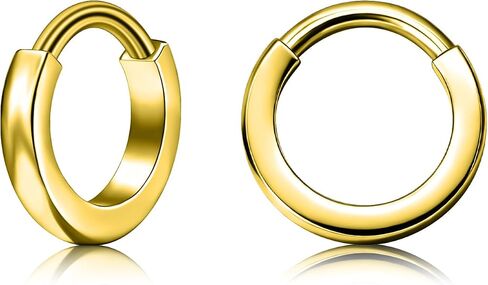 XUU Titanium Huggie Hoop Earings 16G - Implant Grade ASTM F136 Clicker Earrings, Hidden Clips & Water-Resistant, Hypoallergenic Jewelry, Slim or Chunky, 8mm & 10mm, 5 Colors, 1 Pair in Saudi Arabia
