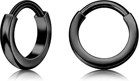 XUU Titanium Huggie Hoop Earings 16G - Implant Grade ASTM F136 Clicker Earrings, Hidden Clips & Water-Resistant, Hypoallergenic Jewelry, Slim or Chunky, 8mm & 10mm, 5 Colors, 1 Pair in Saudi Arabia