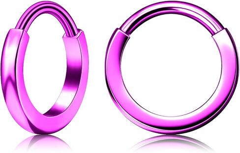 XUU Titanium Huggie Hoop Earings 16G - Implant Grade ASTM F136 Clicker Earrings, Hidden Clips & Water-Resistant, Hypoallergenic Jewelry, Slim or Chunky, 8mm & 10mm, 5 Colors, 1 Pair in Saudi Arabia