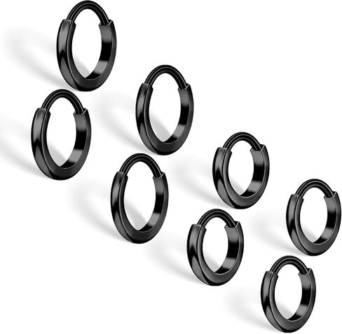 XUU Titanium Huggie Hoop Earings 16G - Implant Grade ASTM F136 Clicker Earrings, Hidden Clips & Water-Resistant, Hypoallergenic Jewelry, Slim or Chunky, 8mm & 10mm, 5 Colors, 1 Pair in Saudi Arabia