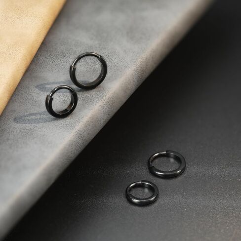 XUU Titanium Huggie Hoop Earings 16G - Implant Grade ASTM F136 Clicker Earrings, Hidden Clips & Water-Resistant, Hypoallergenic Jewelry, Slim or Chunky, 8mm & 10mm, 5 Colors, 1 Pair in Saudi Arabia