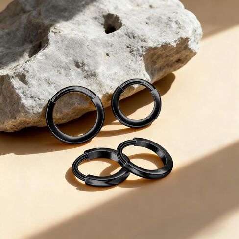 XUU Titanium Huggie Hoop Earings 16G - Implant Grade ASTM F136 Clicker Earrings, Hidden Clips & Water-Resistant, Hypoallergenic Jewelry, Slim or Chunky, 8mm & 10mm, 5 Colors, 1 Pair in Saudi Arabia