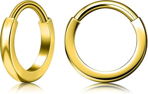 XUU Titanium Huggie Hoop Earings 16G - Implant Grade ASTM F136 Clicker Earrings, Hidden Clips & Water-Resistant, Hypoallergenic Jewelry, Slim or Chunky, 8mm & 10mm, 5 Colors, 1 Pair in Saudi Arabia