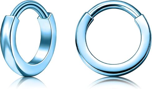 XUU Titanium Huggie Hoop Earings 16G - Implant Grade ASTM F136 Clicker Earrings, Hidden Clips & Water-Resistant, Hypoallergenic Jewelry, Slim or Chunky, 8mm & 10mm, 5 Colors, 1 Pair in Saudi Arabia