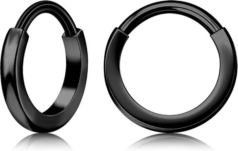 XUU Titanium Huggie Hoop Earings 16G - Implant Grade ASTM F136 Clicker Earrings, Hidden Clips & Water-Resistant, Hypoallergenic Jewelry, Slim or Chunky, 8mm & 10mm, 5 Colors, 1 Pair in Saudi Arabia