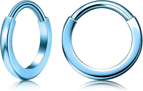 XUU Titanium Huggie Hoop Earings 16G - Implant Grade ASTM F136 Clicker Earrings, Hidden Clips & Water-Resistant, Hypoallergenic Jewelry, Slim or Chunky, 8mm & 10mm, 5 Colors, 1 Pair in Saudi Arabia