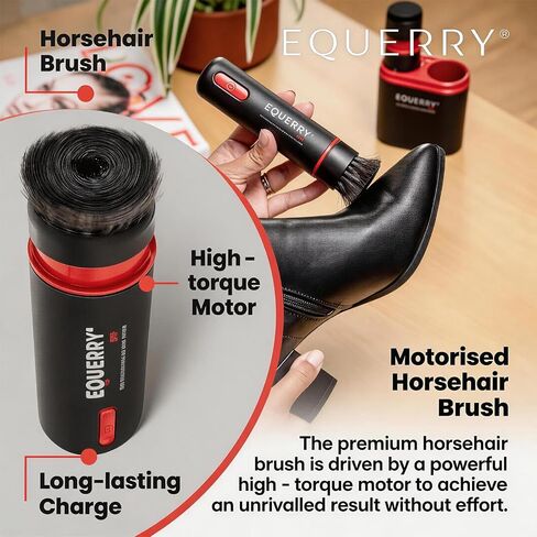 Electric Shoe Shine Kit with 50ml Black Shoe Polish Cream – Rechargeable Motorised Horsehair Brush for Leather Shoes, Boots, Handbags – Effortless Shine for School, Business Travel & Home in Saudi Arabia