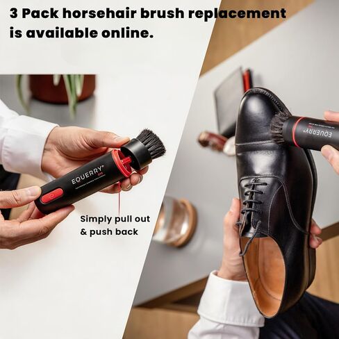 Electric Shoe Shine Kit with 50ml Black Shoe Polish Cream – Rechargeable Motorised Horsehair Brush for Leather Shoes, Boots, Handbags – Effortless Shine for School, Business Travel & Home in Saudi Arabia