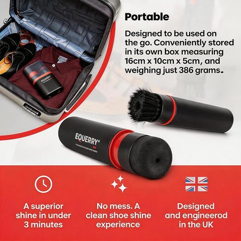 Electric Shoe Shine Kit with 50ml Black Shoe Polish Cream – Rechargeable Motorised Horsehair Brush for Leather Shoes, Boots, Handbags – Effortless Shine for School, Business Travel & Home in Saudi Arabia