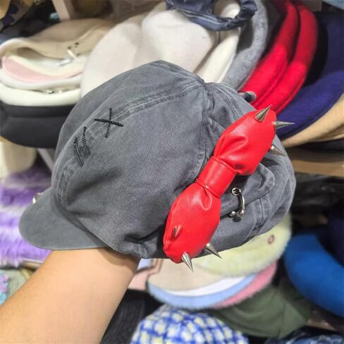 Octagonal Hat Rivet Studded Bowknot Skull Newsboys Caps Painters All Matching Punk Skull for Casual Punk Caps in Saudi Arabia