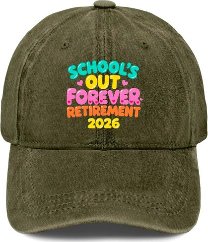 Schools Out Forever Retirement 2026 Hats for Mens Soft Washed Distressed in Kuwait