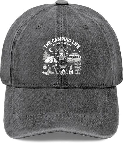 Camping Life is The Bests Life Hats for Men Aesthetic Washed Distressed in Kuwait