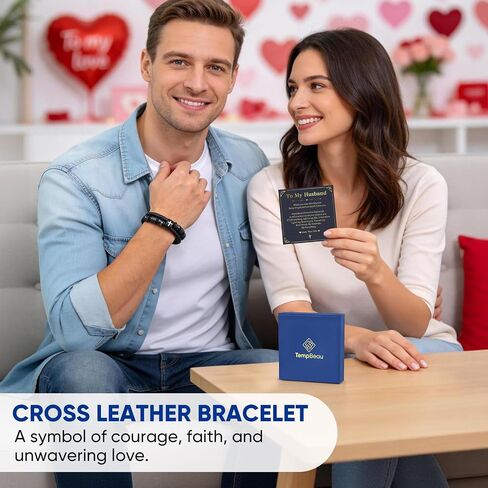 Leather Cross Bracelet Gifts for Men - Adjustable Double-Row Braided Leather Bracelets Faith Religious Catholic Christian Communion Baptism Easter Jewelry Gift for Men Boyfriend Husband Son Grandpa in Saudi Arabia