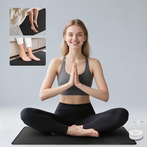 Large Grounding Mat 26.5 x 18" for Reduced Pain, Anxiety,Inflammation, Improved Sleep, Headache Relief.Yoga Mat Grounding Pad with Wristband and 15ft Straight Cord, Connect to Earth Indoors in Kuwait