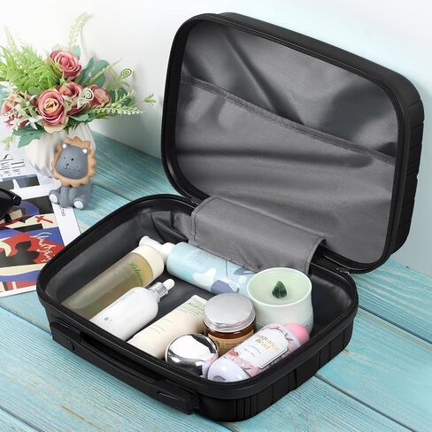 20 Inch Carry On Luggage Set with 14 Inch Cosmetic Case, Hardside Spinner Suitcase with 360° Wheels, Lightweight Travel Luggage (Shine Black) in Saudi Arabia