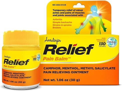 Amrutanjan Relief Pain Balm for Men & Women - Joint & Muscle Pain Relief Rub, Topical Ointment Rub for Arthritis, Bruises, Backache, Knees, Joints, Muscle Strains & Sprains, Fast Acting- 1.06 oz (30g) in Kuwait