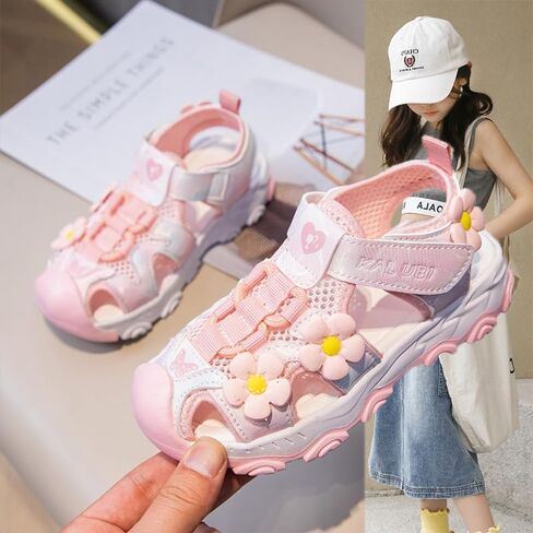 Sandals for Girls Summer Outdoor Athletic Sport Sandals Hiking Beach Casual Closed Toe Adjustable for Walking Shoes Toddler/Little/Big Kids in Kuwait