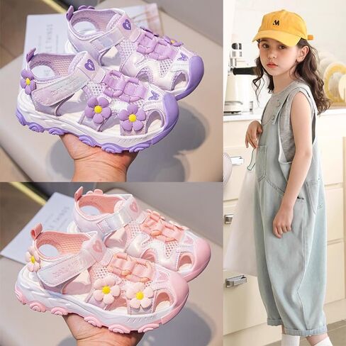 Sandals for Girls Summer Outdoor Athletic Sport Sandals Hiking Beach Casual Closed Toe Adjustable for Walking Shoes Toddler/Little/Big Kids in Kuwait