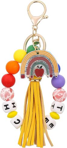 Lcbulu Teacher Christmas Appreciation Gifts for Women, PU Leather Tassel Teachers Key Ring Bracelet, Valentine's Day Gift in Saudi Arabia