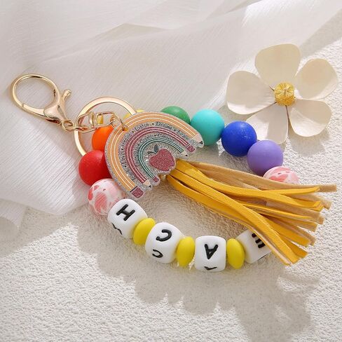 Lcbulu Teacher Christmas Appreciation Gifts for Women, PU Leather Tassel Teachers Key Ring Bracelet, Valentine's Day Gift in Saudi Arabia