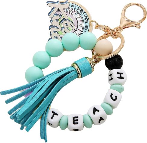 Lcbulu Teacher Christmas Appreciation Gifts for Women, PU Leather Tassel Teachers Key Ring Bracelet, Valentine's Day Gift in Saudi Arabia
