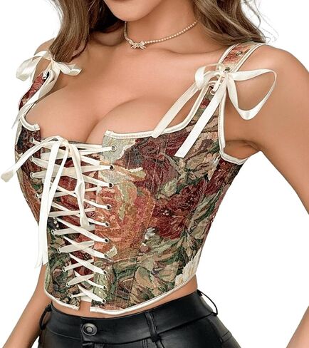 Renaissance Corset Bustier Tops for Women Vintage Floral Lace Up Bustier Lingerie Bodyshaper for Going-Out Party Club in Saudi Arabia