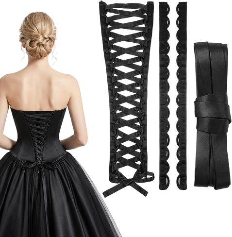 cobee Satin Corset Back Kit for Wedding Dress, Zipper Replacement Adjustable Lace Up Back Corset Conversion Set for Dress in Kuwait