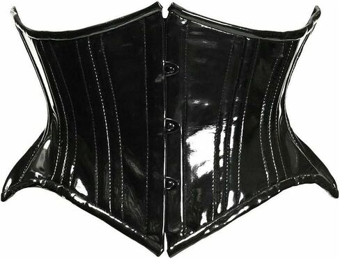 Daisy corsets Women's Top Drawer Patent Pvc Vinyl Double Steel Boned Curvy Cut Waist Cincher in Kuwait