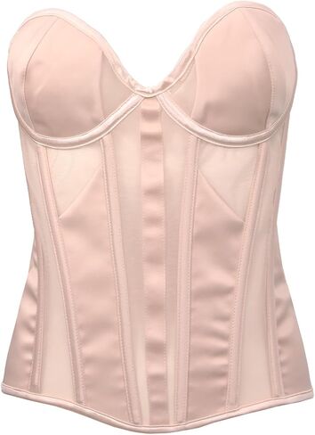 bslingerie Women Mesh See Through Push Up Overbust Bustier Corset Going Out Bra Top in Kuwait