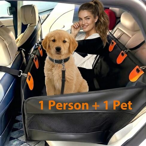 Dog Car Seat Cover for Back Seat - Hard Bottom Back Seat Extender & Hammock, Waterproof Back Seat Pet Cover for Dogs, Non-Slip SUV Car Protector（Black） in Saudi Arabia